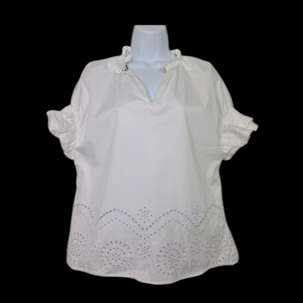Robert Graham Ladies Size Large White Shortsleeved Top Summer Classy